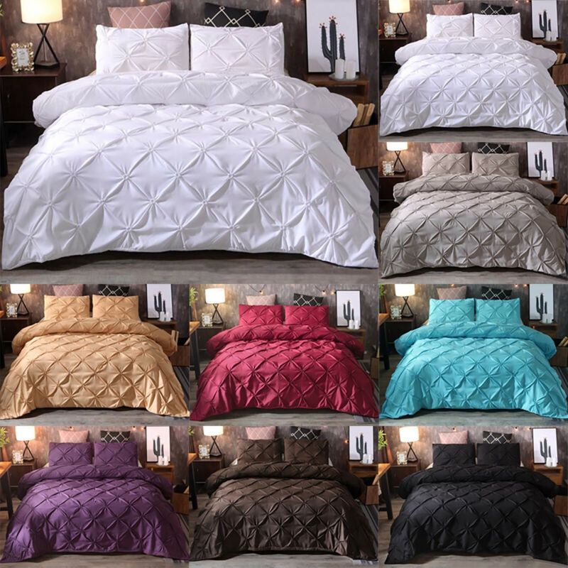 ข้อเสนอพิเศษPintuck Soft Duvet Set Plain Cotton Cover Bedding Set