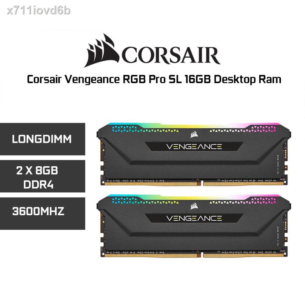 รุ่นล่าสุดของปี 2021 รับประกัน  24 ชั่วโมง﹍۩16GB (8GBx2) DDR4/3600 RAM PC (แรมพีซี) CORSAIR VENGEANCE RGB PRO SL (CMH16G
