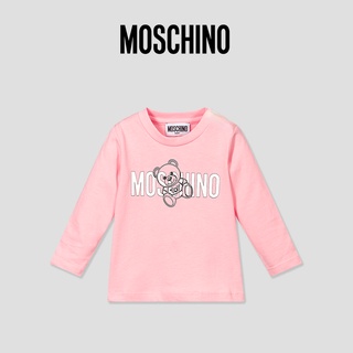 เสื้อยืดแขนยาว ผ้าฝ้าย พิมพ์ลายโลโก้ MOSCHINO ORGANIC