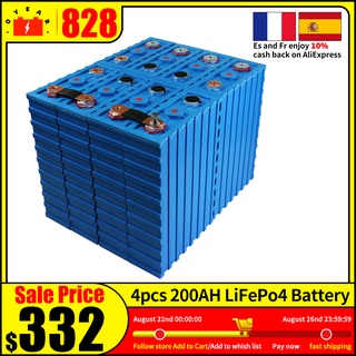 200AH Lifepo4 3.2V Rechargeable Battery Lithium Iron Phosphate Solar Cell 8S 24V Battery Pack With Free Busbars For EV R