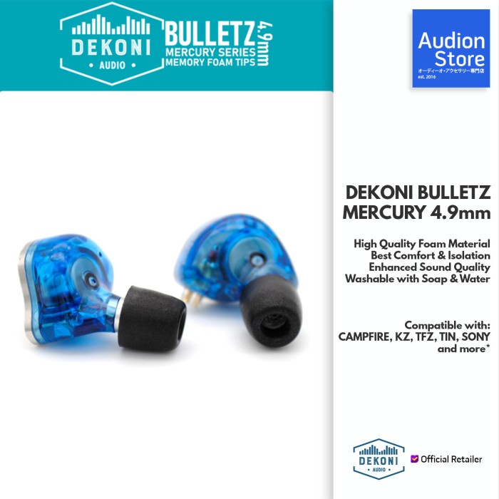 จุกหูฟัง DEKONI AUDIO BULLETZ MERCURY 4.9MM PREMIUM MEMORY FOAM TIPS