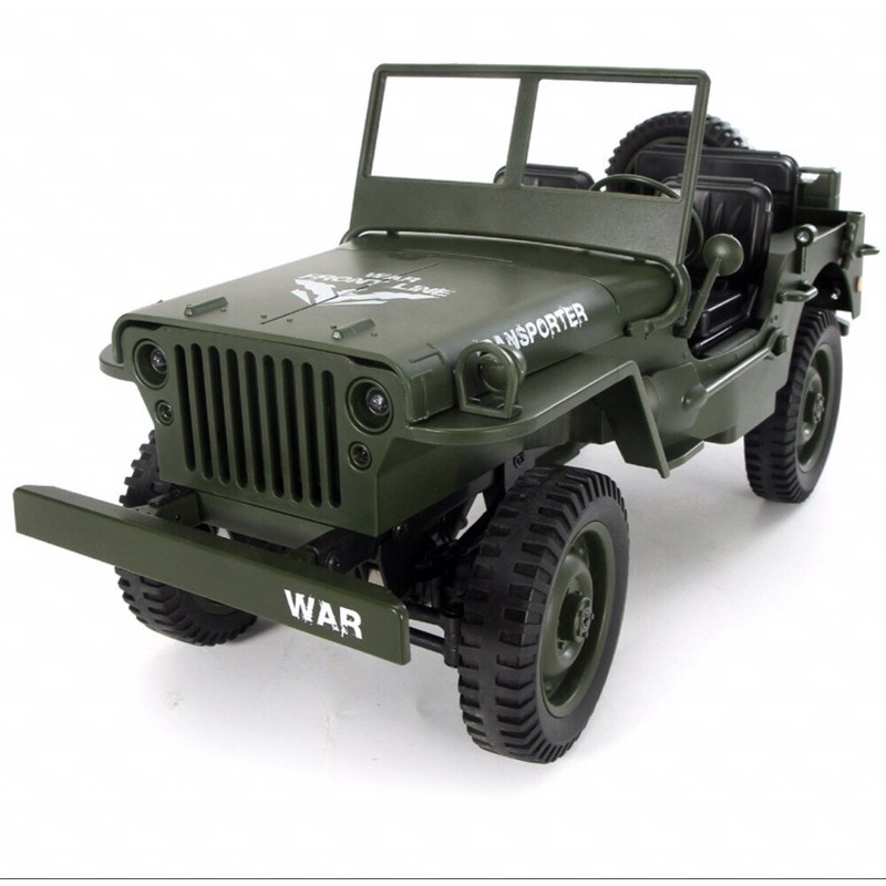 รถ Jeep ทหารบังคับวิทยุ 1:10 4WD2.4GHzขับเคลื่อนสี่ล้อ ระบบไฟฟ้า ชาร์จแบตเตอรี่อุปกรณ์พร้อมเล่น