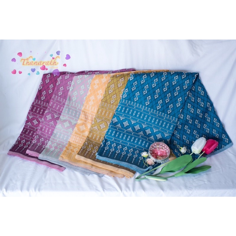 ผ้าลายขอ ผ้าฝ้าย ผ้าทอลายขอแท้(1.8mx1m) ยังไม่เย็บ หนา Thanarath Woven Cotton fabric for Sewing, Sir