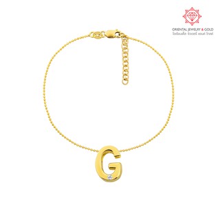 [ผ่อน 0% 10 เดือน] OJ GOLD สร้อยข้อมือเพชรแท้ 18K ตัวอักษร G ทองแท้ น้ำ 100 มีใบรับประกัน ส่งฟรี kerry LETTER  G