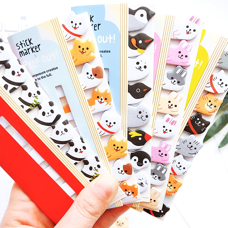 【JY】สติกเกอร์ที่คั่นหนังสือ ลายสัตว์ Ntime 160 แผ่น