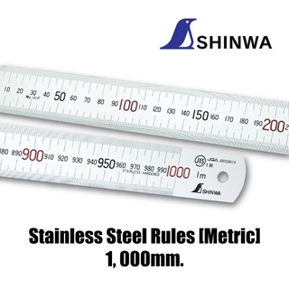 SHINWA ไม้บรรทัดสแตนเลส 1,000มม./Stainless Steel Ruler 1,000mm. (H-101F)