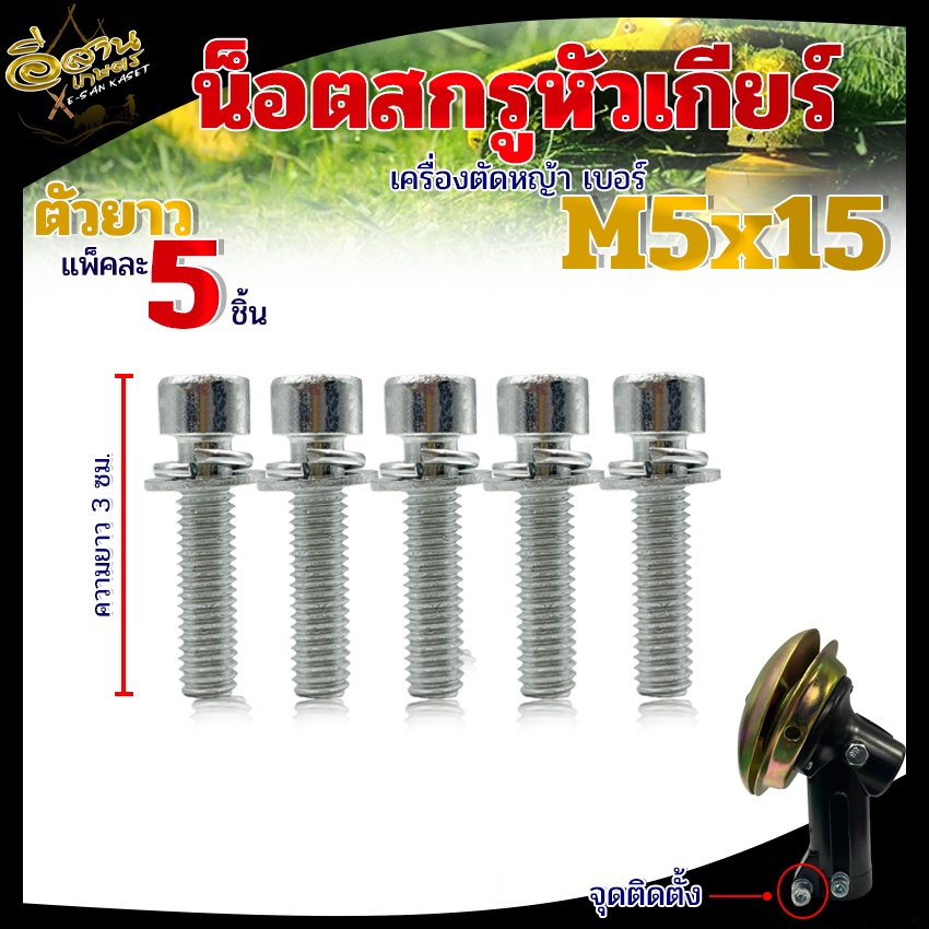 ชุดสกรูน็อตหัวเกียร์ +แหวน (ตัวยาว)M6x25 ใช้ล็อคหัวเกียร์กับก้านตัดหญ้า อะไหล่ก้านตัดหญ้า
