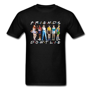 【cotton Tshirts👕】เสื้อยืด พิมพ์ลาย Friends Dont Lie Stranger Things Season 3 Hilarious Hawkins Upside Down USA สําหรับ