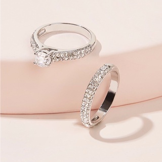 แหวนเพชรเซ็ต 2pcs Rhinestone Decor Ring