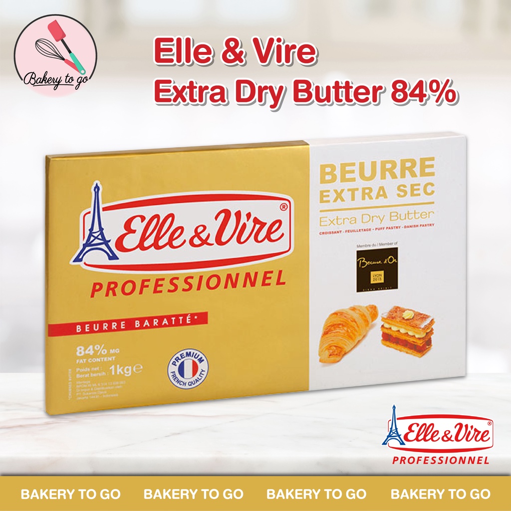 Bakery to Go เนยแผ่นสำหรับทำครัวซองต์ ขนาด 1 กิโลกรัม Elle & Vire Extra Dry Butter 1 kg. ***จัดส่งโดยรถเย็น***