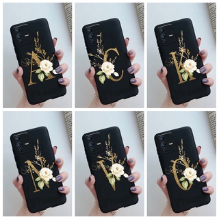 เคสโทรศัพท์มือถือ กันกระแทก ปิดด้านหลัง ลายดอกไม้ ตัวอักษร สีดํา สําหรับ Vivo V23 V23E V 23 E VivoV23E 5G
