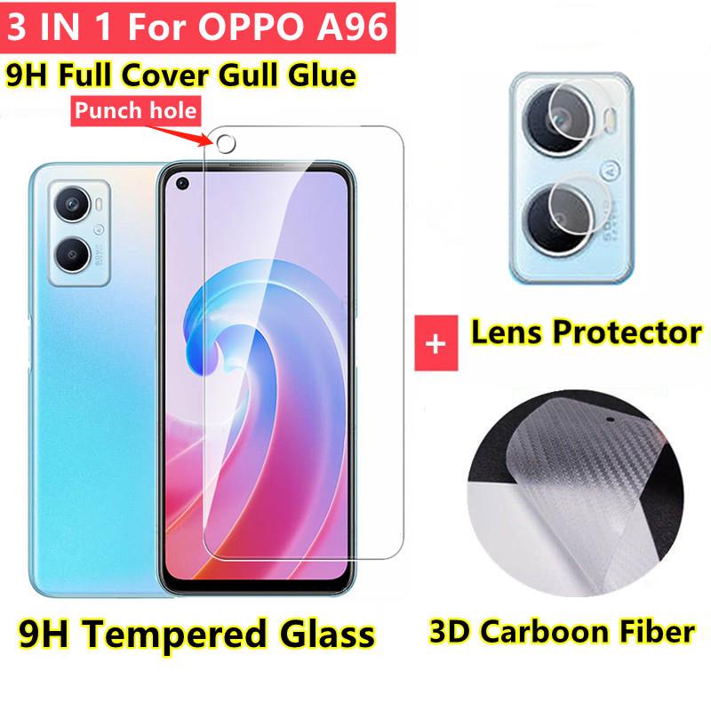 ฟิล์มกระจก OPPO A96 ฟิล์มกระจกนิรภัย OPPO A76 A95 ฟิล์มหลังเคฟล่า ป้องกันหน้าจอ OPPO A74 5G และเลนส์กล้อง สำหรับ
