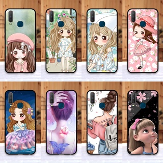 เคส Vivo Y3 / Y11 / Y12 / Y15 (2020) / Y15s / Y17 ใช้เคสเดียวกัน ลายการ์ตูนผู้หญิง ขอบนิ่มหลังแข็ง เคสมือถือ เคสโทรศัพท์