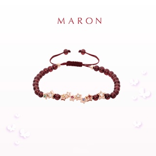 MARON - My Nine Lucky Stars Bracelet with Red garnet (เชือกถัก) สร้อยข้อมือดาวนพเก้า เสริมดวงทวีคูณ [โกเมน] เงินแท้