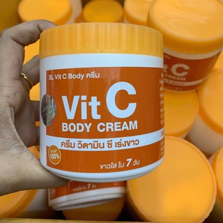 SLวิตซีบอดี้ครีม บำรุง​ผิว​ขาว​ใส​ SL Vit C Body Cream [กระปุก]​ 500ML.