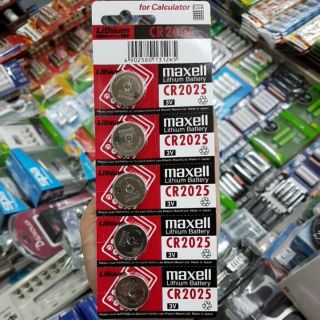 ถ่านกระดุม Maxell Cr2025 Lithium 3V แพค5ก้อน ของใหม่ ของแท้