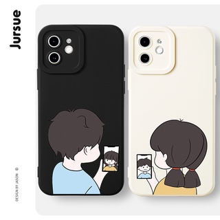 JURSUE เคสคู่ เคสไอโฟน คู่รัก กันกระแทกซิลิโคนนุ่มการ์ตูนตลก เคสโทรศัพท์ Compatible for iPhone 14 13 12 11 Pro Max SE 2020 X XR XS 8 7 6 6S Plus พลัส XYH261