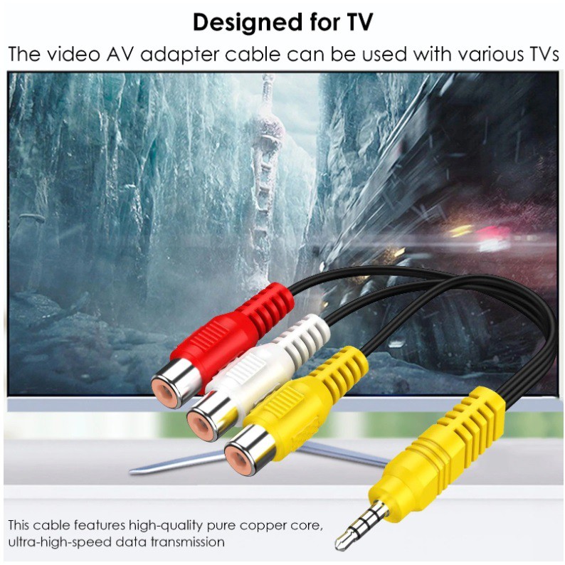 3.5MM To 3 RCA Cable Video Component AV Adapter Cable For TCL TV 3.5mm To RCA Red White And Yellow F