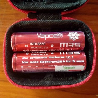 ถ่าน แท้ Vapcell สีแดง M35  3500mah 10A Max 25A (2ก้อน 235฿)