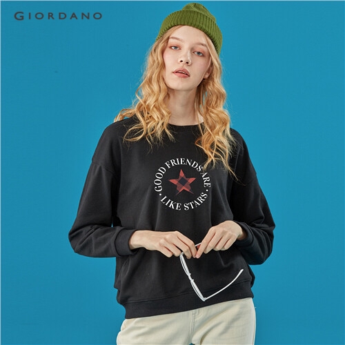 GIORDANO WOMEN Printed loose pullover sweatshirt 99399434