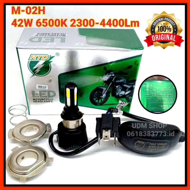 หลอดไฟ LED หลอดไฟหน้ารถมอเตอร์ไซค์ LED, 4ชิพ M-02H 42W ,6ชิฟ 35W ,6500K AC/DC 9-18V หลอดไฟหน้าจักรยานยนต์ LED