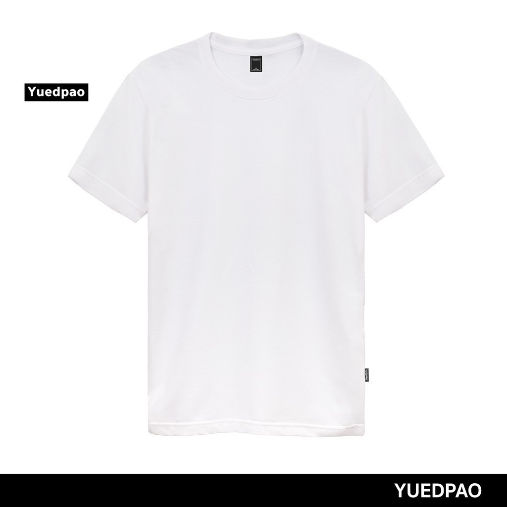 Yuedpao 🔥เสื้อยืดคอกลม ผ้านุ่มใส่สบายมาก เสื้อยืดสีพื้น_สีขาว