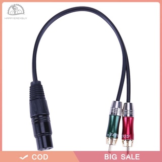 3 pin xlr female to 2 rca male สายเคเบิ้ลอะแดปเตอร์เชื่อมต่อเสียง