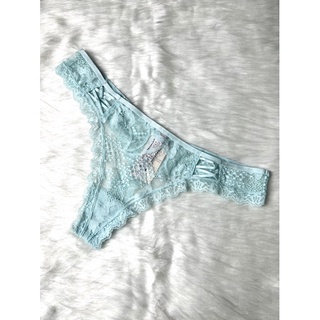 Victoria’s Secret แท้ - ป้ายห้อย - Size L - Thong - ลูกไม้ฟ้าเบาบาง (VS74) #lgbt