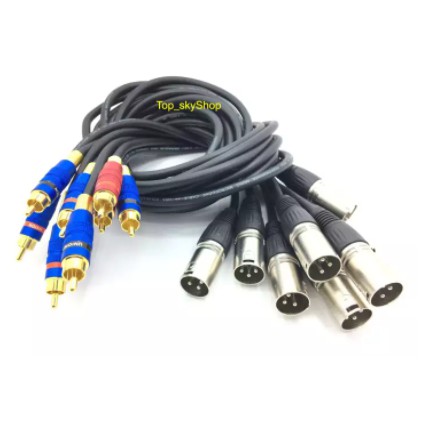 สายสัญญาณเสียง XLR Male(ผู้)Toปลั๊กแจ็ค RCA Male(ผู้) Mic Cable ยาว 1เมตร (แพ็ค8เส้น)