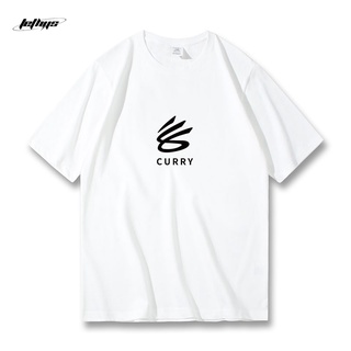 Curry word logo design cotton loose casual mens sports fitness short-sleeved T-shirtเสื้อยืด