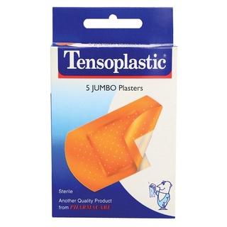 Tensoplastic Jumbo เทนโซพล๊าสติค พลาสเตอร์ ปิดแผล ขนาดจัมโบ้ สีเนื้อ จำนวน 1 กล่อง บรรจุ 5 ชิ้น 04875