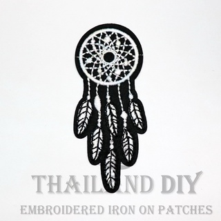 ตัวรีดติดเสื้อ ตาข่ายดักฝัน ขนนก ฮิปปี้ อินเดียนแดง Red Indian Dream Catcher Patch งานปัก WOP DIY ตัวรีด อาร์มติดเสื้อ