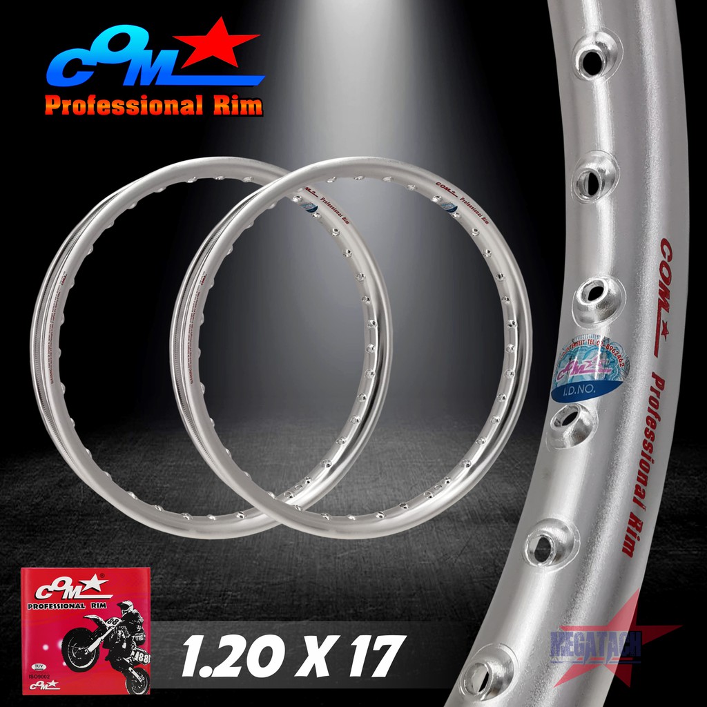 ล้อ COM 1.20 X 17 หลังเต่า ตัว U สีเงิน จำนวน 2 วง วง ล้อคอม ทรง หลังเต่า ขนาด 1.20 ขอบ 17 ของแท้ กา