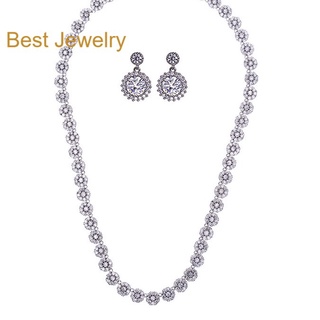 Best Jewelry/ Best Jewelry ชุดเครื่องประดับสร้อยคอ ต่างหู เพชรสังเคราะห์ เกรดพรีเมี่ยม จัดส่งฟรี