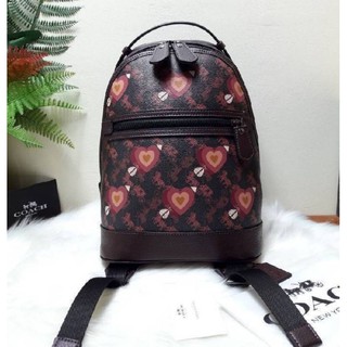 COACH Barrow Backpack With Horse And Carriage Print And Hearts Oxblood