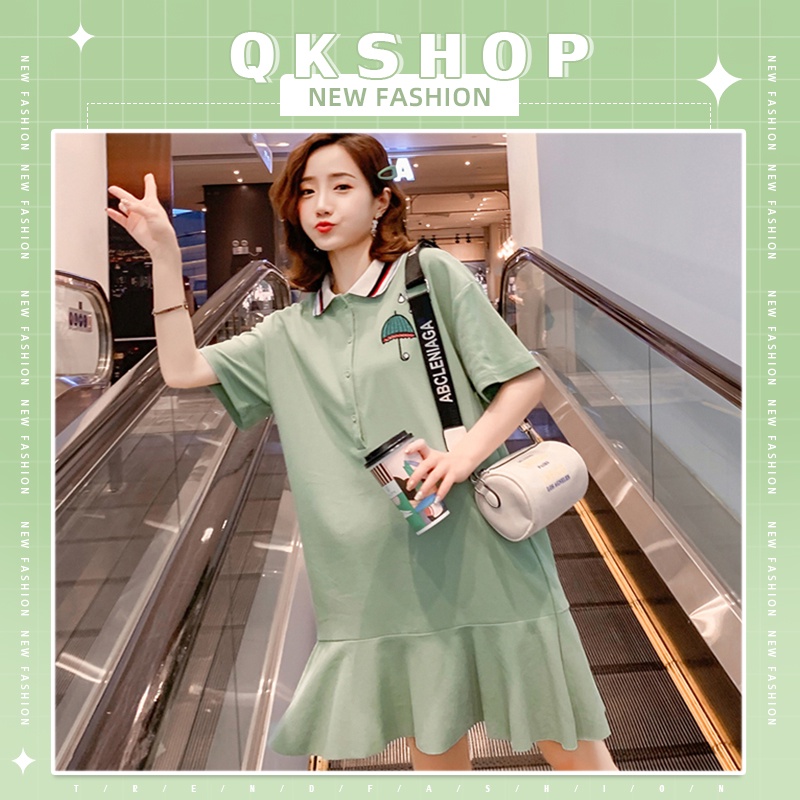 QKshop เดรสคอปกแต่งกระดุมหน้า ตั้ลร้าคแบบใสใส ไม่มีอะไรมาต้าน น้อนน่ารักมี 5 สีนุ้บนิ้บบบมาก
