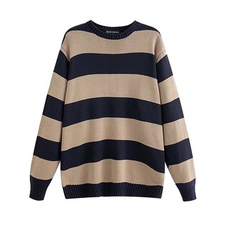 [SR-STUDIO] Brandy Melville เสื้อกันหนาว แขนยาว ลายทาง ทรงหลวม ใส่สบาย