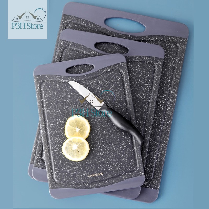 LocknLock เขียงพลาสติกต้านเชื้อแบคทีเรีย Black Marble 3 ขนาด สีดํา และ Inochi หลากสี P3H Store