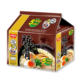 นิสชิน บะหมี่กึ่งสำเร็จรูป รสทงคตสึราเมน 60 กรัม x 5 ซอง Nissin instant noodles Tonkotsu ramen flavor 60 grams x 5 sache