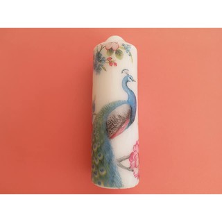 เทียนแท่ง ลาย นกยูง - Handmade unscented candle peacock design 3