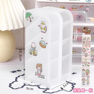 ส่งด่วน ฟรี (💖Sticker👩🏻‍❤️‍👩🏼) กล่องเก็บปากกามัลติฟังก์ชั่น คอนโดปากกา กล่องจัดระเบียบ ชั้นวางปากกา