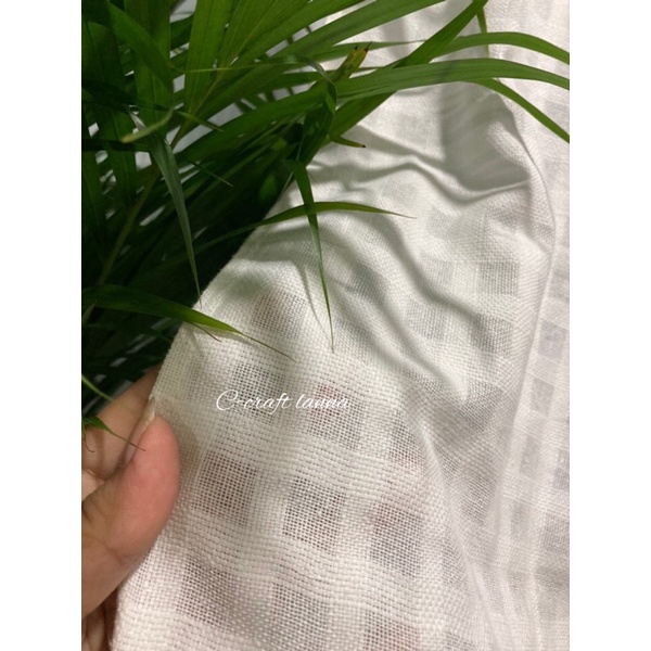 ผ้าม่านประตู ผ้าตาราง มินิมอล ขนาดกว้าง110สูง200cm ผ้าฝ้ายสีขาว แบบไม่มีเชิง รุ่นยอดฮิต TTS200 - รูปที่ 3