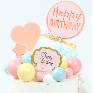 5PCS Macaron Ball Cake Topper Colorful Cake Decoration for Kids