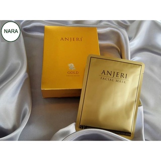 ANJERI FACIAL MASK GOLD (1 กล่องบรรจุ 10 ซอง) แผ่นมาส์กหน้า แอนเจอรี่ เฟเชียล มาส์ก โกลด์ สูตรทองคำบริสุทธิ์