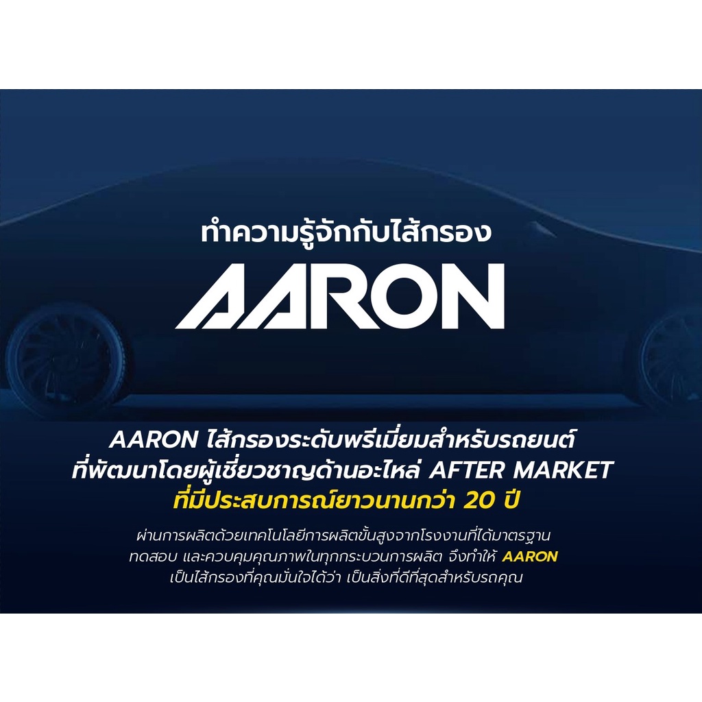 AARON กรองแอร์ Toyota Altis Vios Yaris Vigo Fortuner Innova Avanza Camry Sienta Prius โตโยต้า1CFT401 - รูปที่ 2