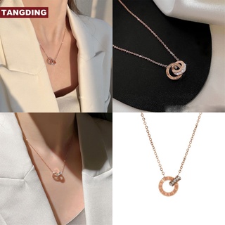 【Cod Tangding】สร้อยคอโซ่เหล็กไทเทเนียมพร้อมตัวเลขโรมันสําหรับผู้หญิง