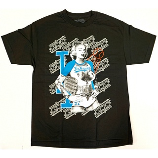 เสื้อยืดลำลองเสื้อยืด ผ้าฝ้าย 100% พิมพ์ลาย Marilyn Monroe Angeles La Baseball สําหรับผู้ชายS to4XL