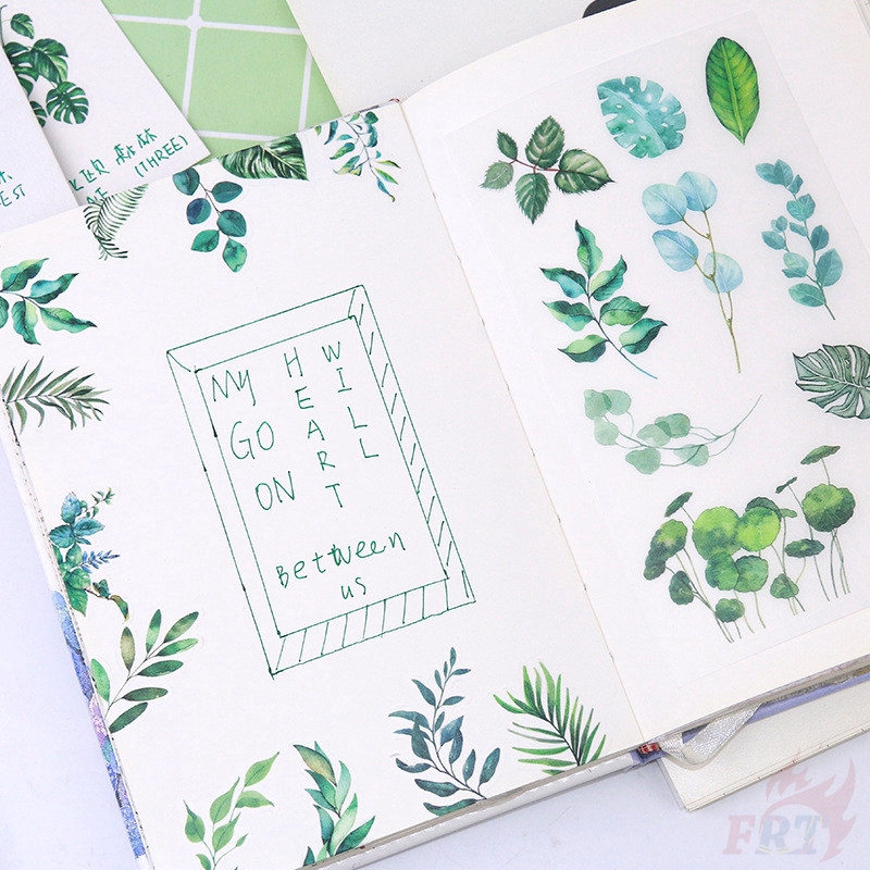 ❉ Ins Plant - Green Leaf p p neckeck ทอยสก combedกเร ❉6แผ่น/เซ็ตไดอารี่สมุดสติ๊กเกอร์สติ๊กเกอร์