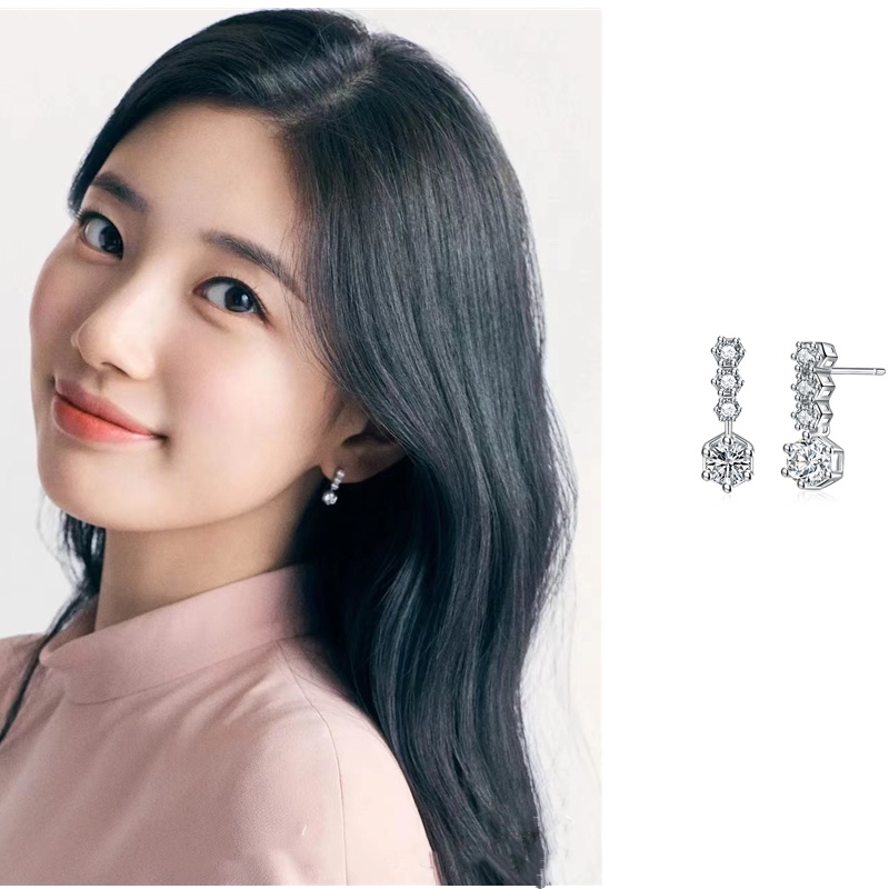 Anna 2022 Bae Suzy เดียวกันต่างหูผู้หญิงคริสตัลเกาหลีหรูหราคุณภาพสูงต่างหูแฟชั่น