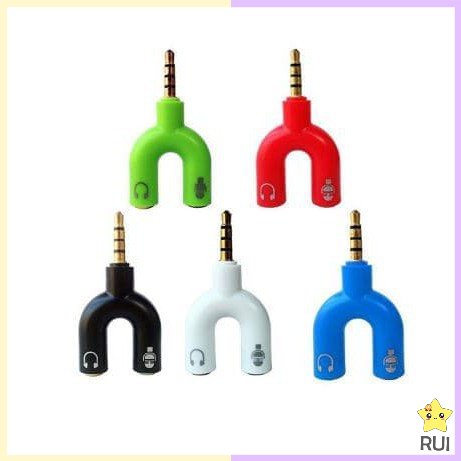 RUUI Audio Splitter U Shape Male to Dual Female Jack 3.5mm Smule Mic